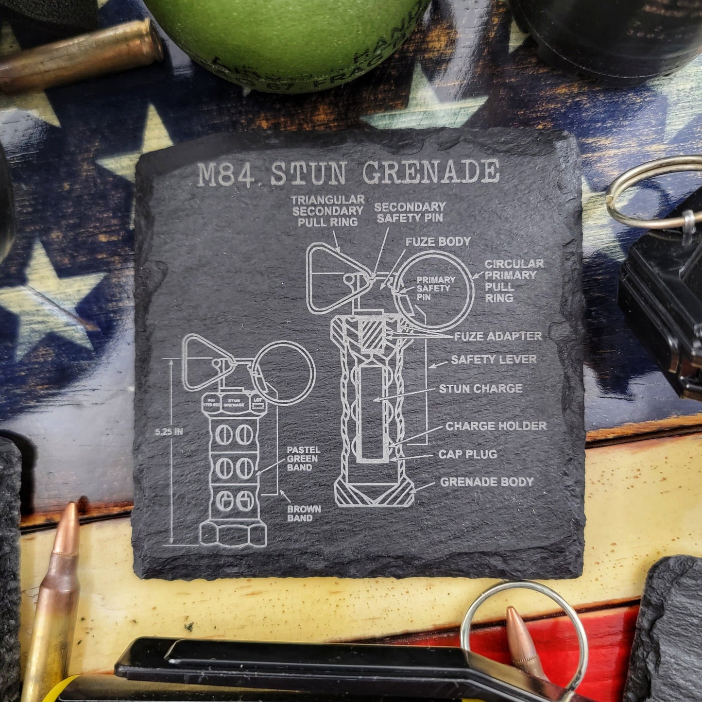 Grenade Coasters, coaster set, technical drawings, patent drawings, flash bang, gun coaster, gun stuff stocking stuffers, firearm gifts