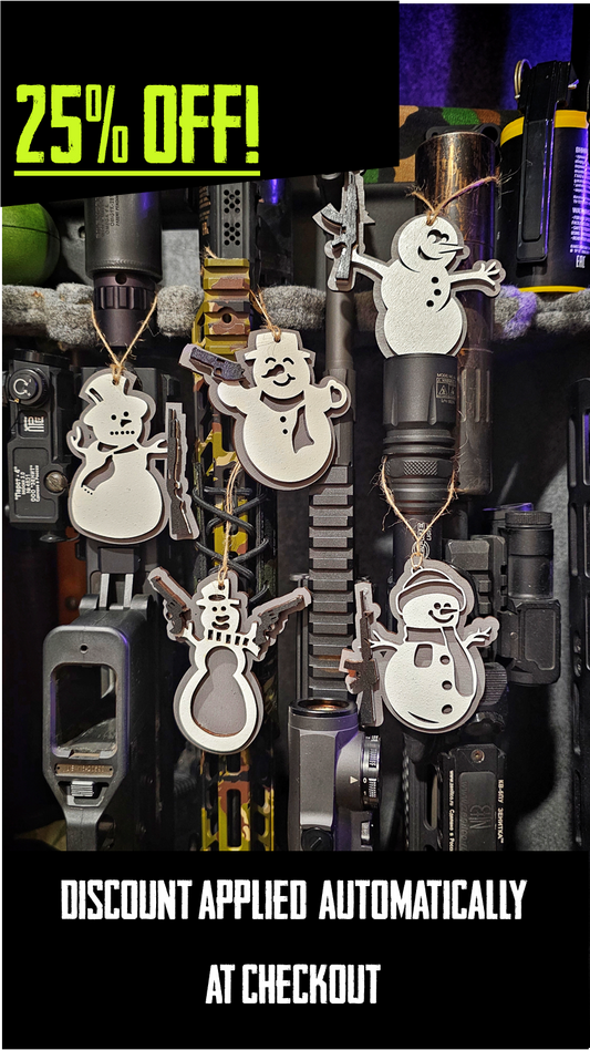 Armed Snowmen Christmas Ornaments